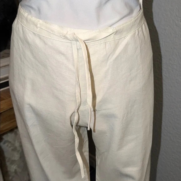 Banana Republic White Drawstring Linen Blend Wide Leg Resort Wear Pants Large - Picture 2 of 6